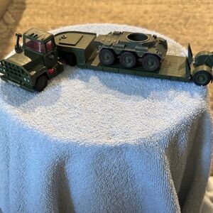 Vintage Corgi 1970s Army Mack Truck Transporter with Saladin Armored Vehicle